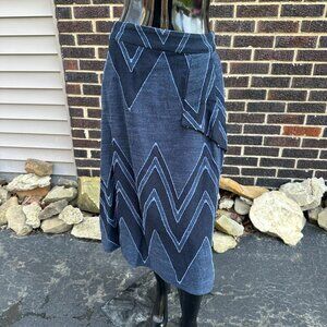 Eva Franco Anthropologie Navy Textured A-Line Skirt